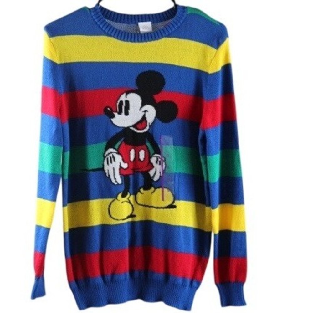 Disney 100 Retro Reimagined Mickey Mouse Striped Sweater Mens XL Rainbow Target